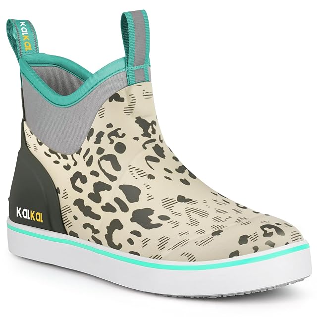 Kalkal Womens Deck Boots Waterproof Ankle Rain Boots Fishing Boots with High Traction Womens Rubber Boots For Gardening