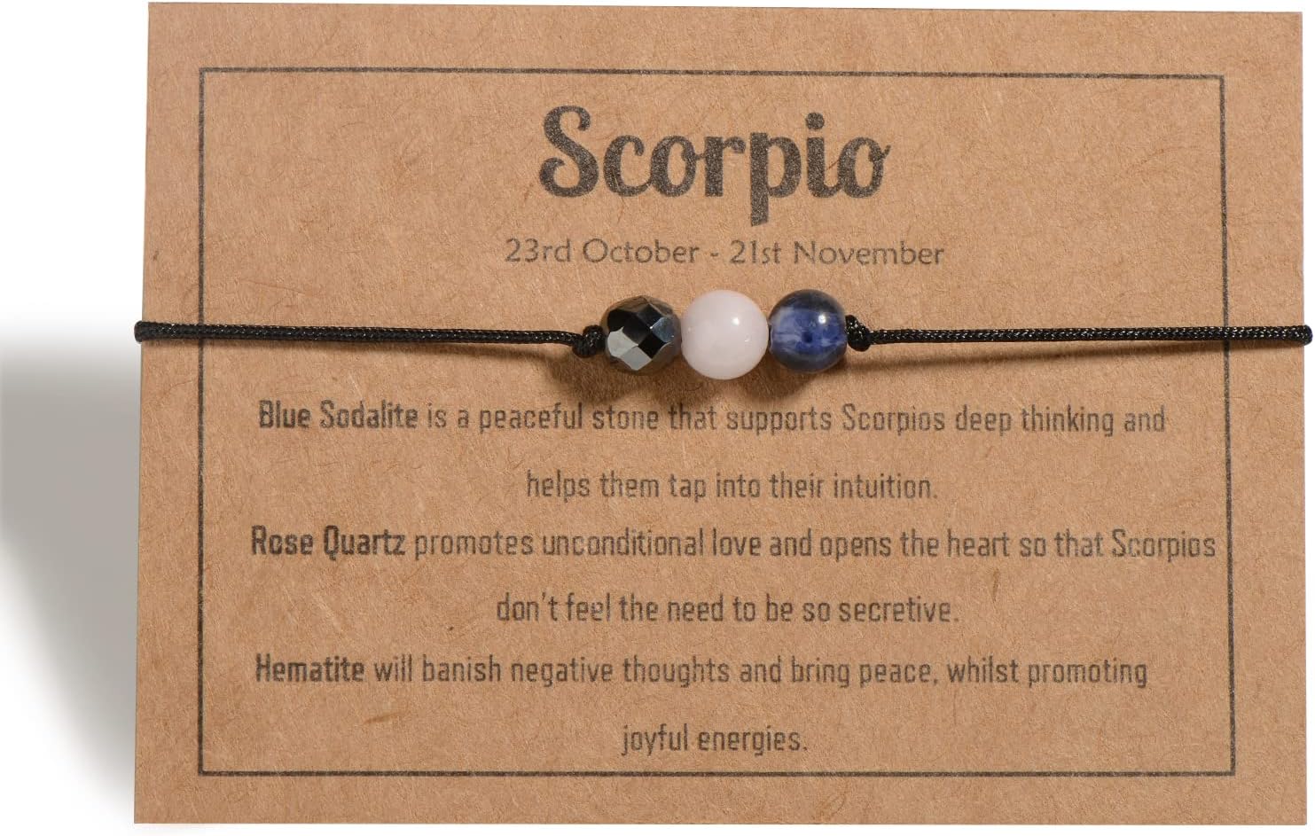 Zodiac Scorpio Bracelets Scorpio Gifts for Women Men, 6mm Natural Stone Horoscope Bracelets Healing Gemstone Crystals Zodiac Sign Gifts