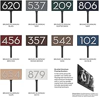 Vista 5 de Montague Metal Products Placa de dirección horizontal flotante moderna de 4 pulgadas con estaca de césped, letrero de dirección montado, letrero