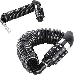 Bicycle Lock, Bicycle Lock, High Security, Portable Steel Cable Combination Lock, 4 Digits Password, 3 mm x 150 cm, Made of Zinc Alloy, Suitable for Bicycles and Scooters, E Scooter Lock