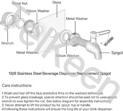2PC Beverage Dispenser Replacement Spigot, Stainless Steel for Drink Dispenser, No Leakage Water Faucet for Glass Jar