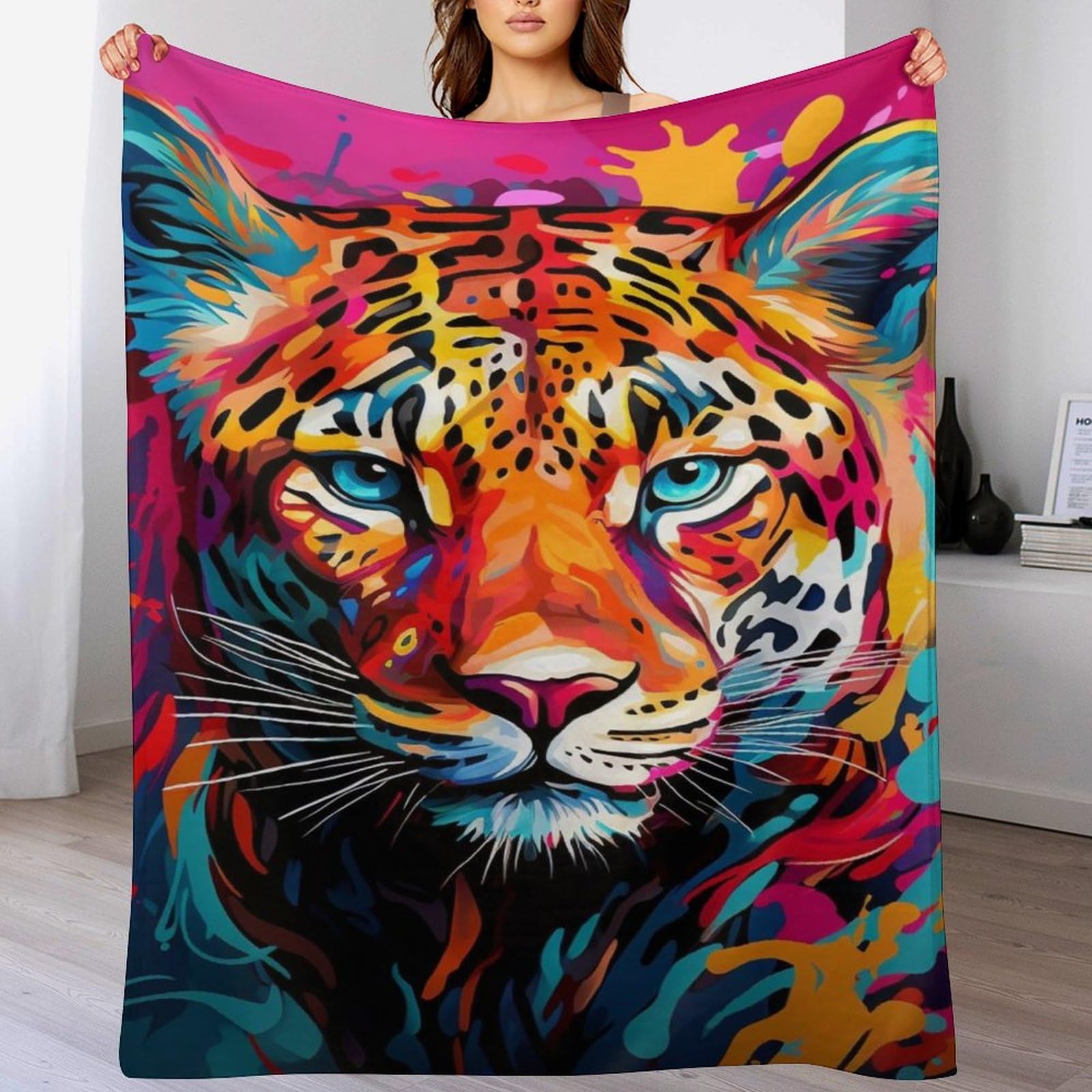 Plaid polaire tigre 150x200 cm couverture canapé lit en flanelle