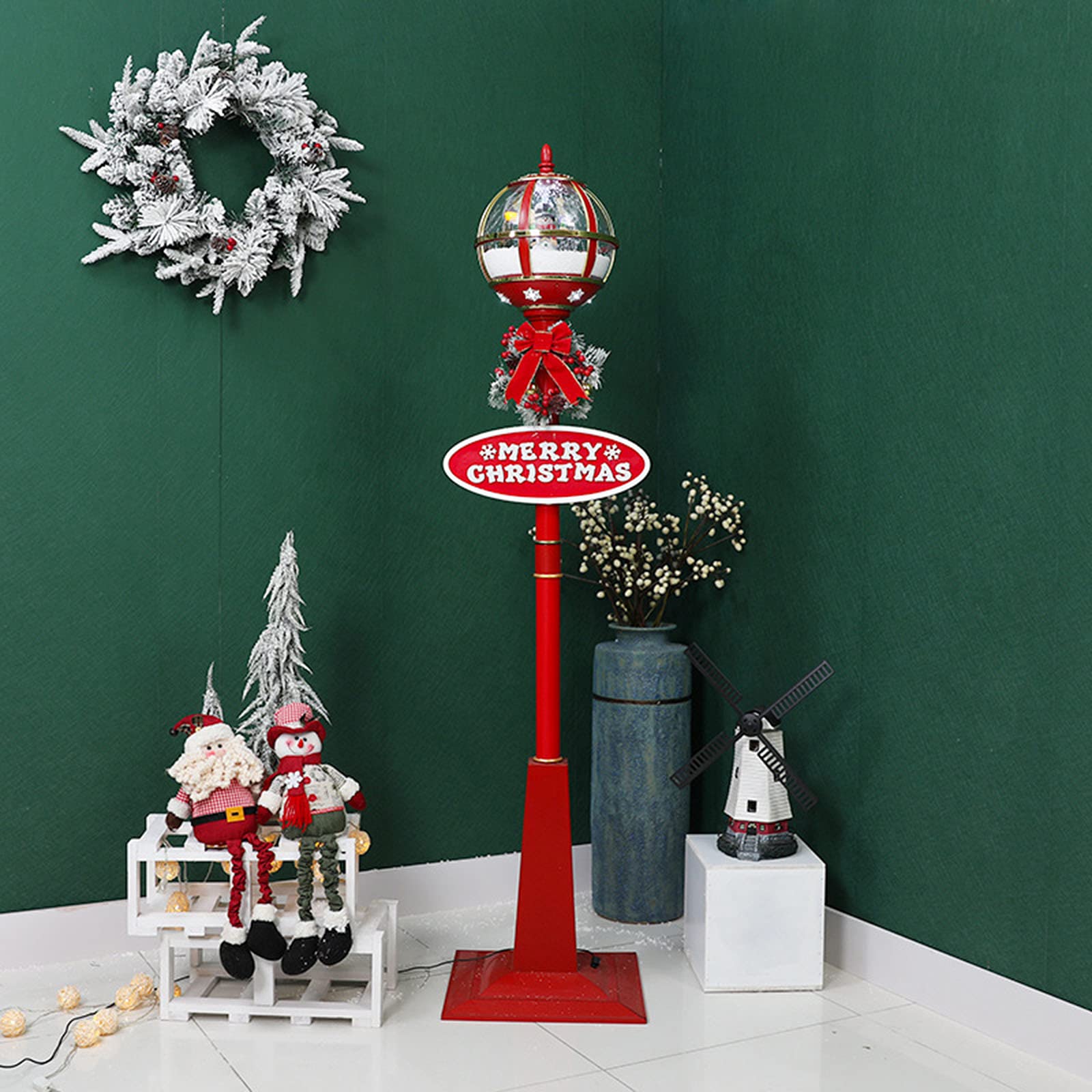 69In Decoración Navideña Lámpara De Nieve De Navidad Farola Santa/Muñeco De Nieve Linterna De Globo con 25 Melodías Navideñas para Interior Al Aire Libre,A