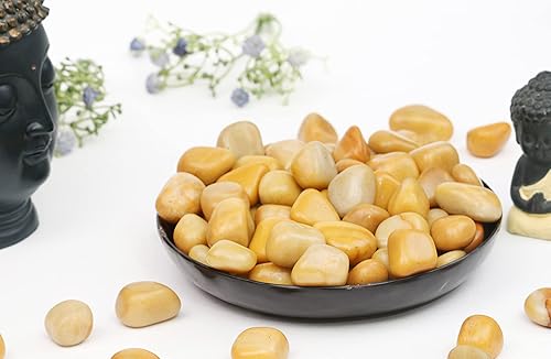 Miniatura 2 de Crocon Piedras y cristales de aventruine amarillo de 1 libra, a granel, más de 2000 quilates, piedra pulida, colección de rocas, jarrón de