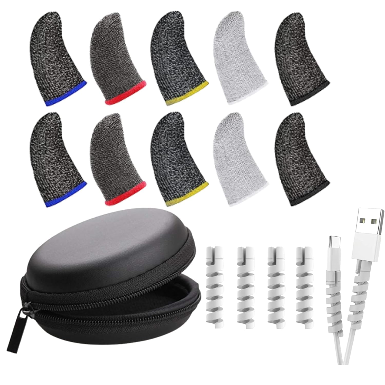 LIMESHOT Pubg/Free Fire Finger Sleeve (10 Pcs + Earphone Case Black and Charger Cable Protector (4pcs) (B0DB2DSGMT) Amazon Price History, Amazon Price Tracker