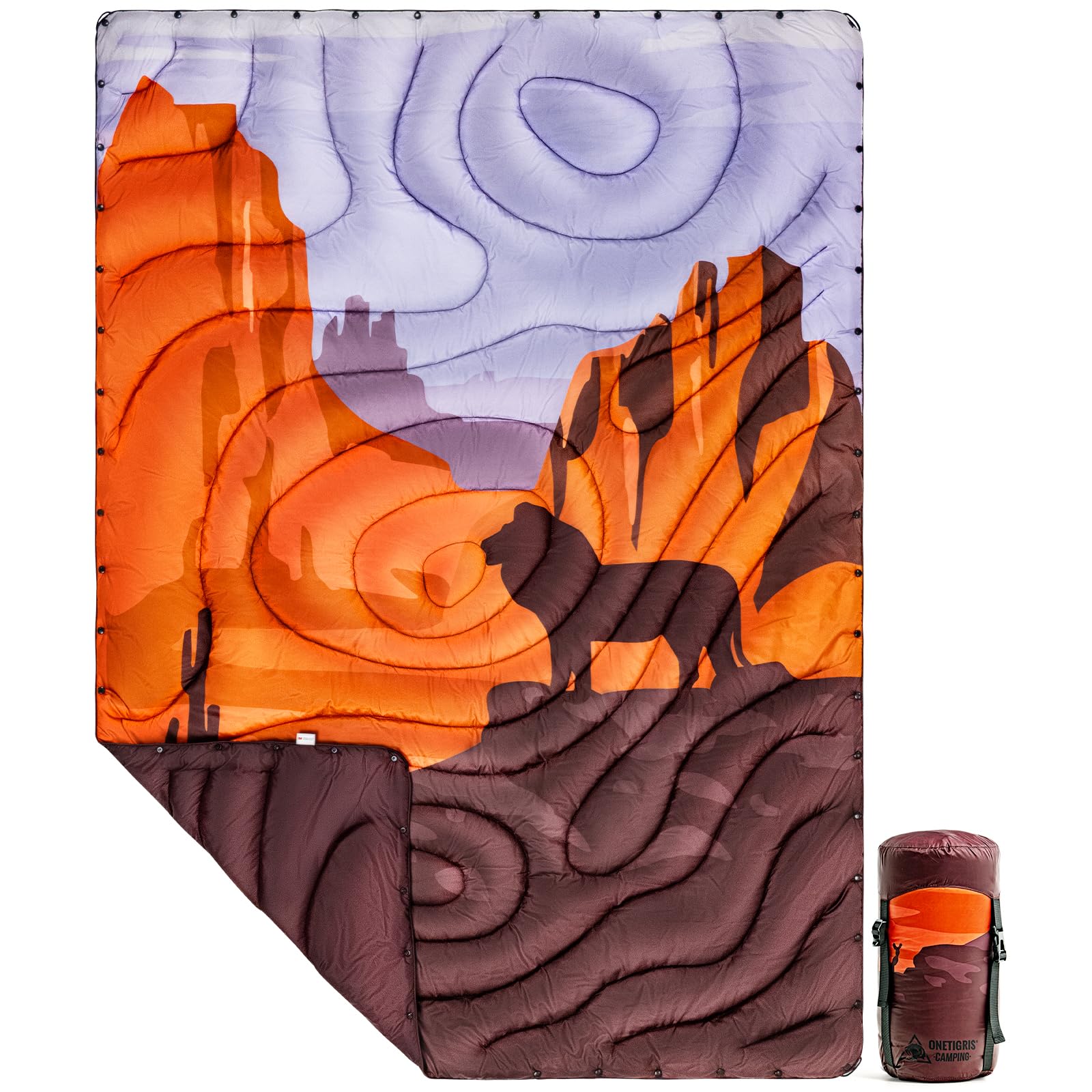 OneTigris Camping Blanket,Wearable Outdoor Quilt with Recycled Thermal Insulation, Convertible to Sleeping Bag, Lightweight & Portable Travel Blanket for Camping &Hiking