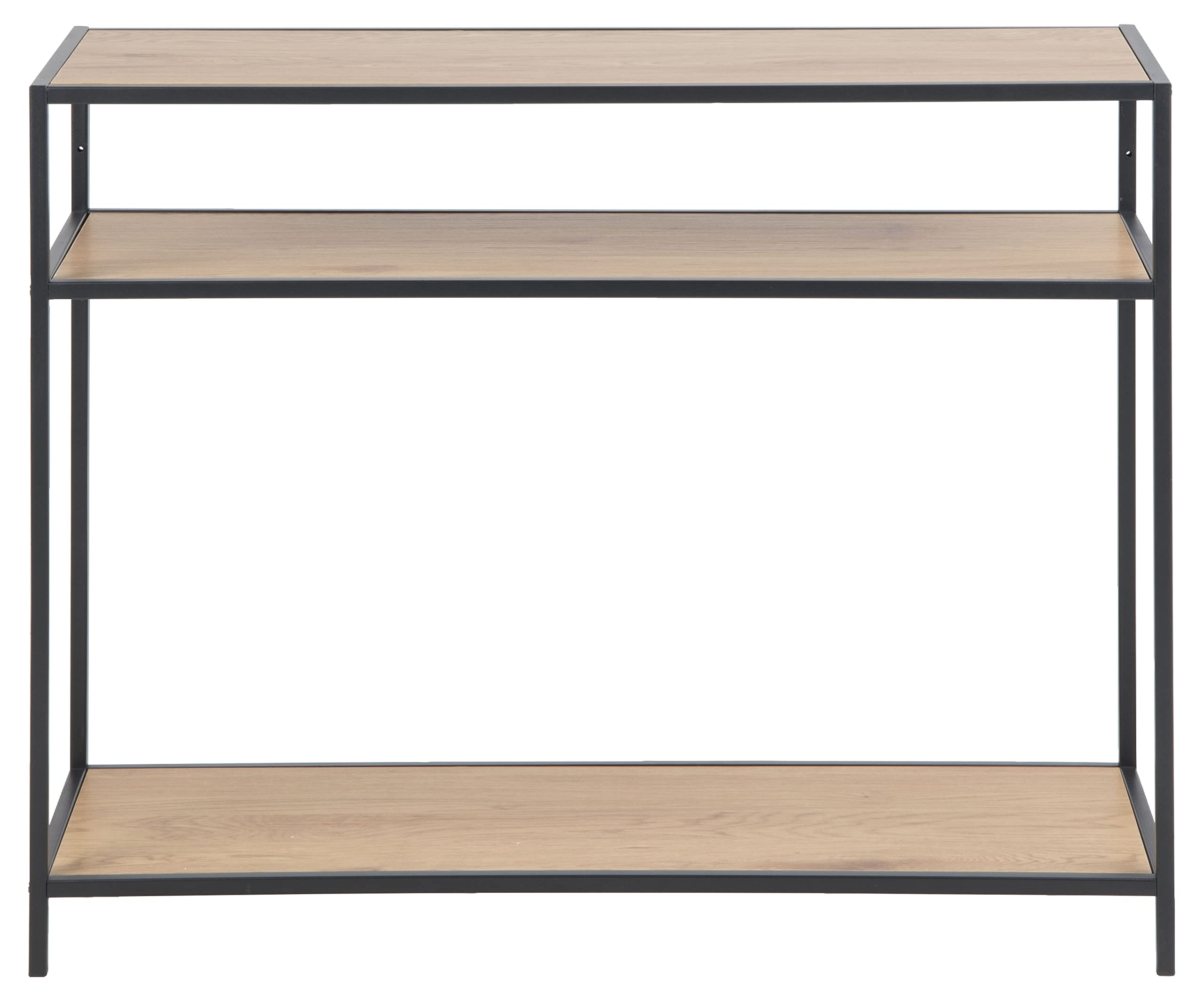 AC Design Furniture Jörn rechteckiger Konsolentisch mit 2 Ablagen, Ablagen aus Wildeiche und schwarzem Metallrahmen, vielseitige Wohnzimmermöbel, kleine Raummöbel, Ordnung Home Office