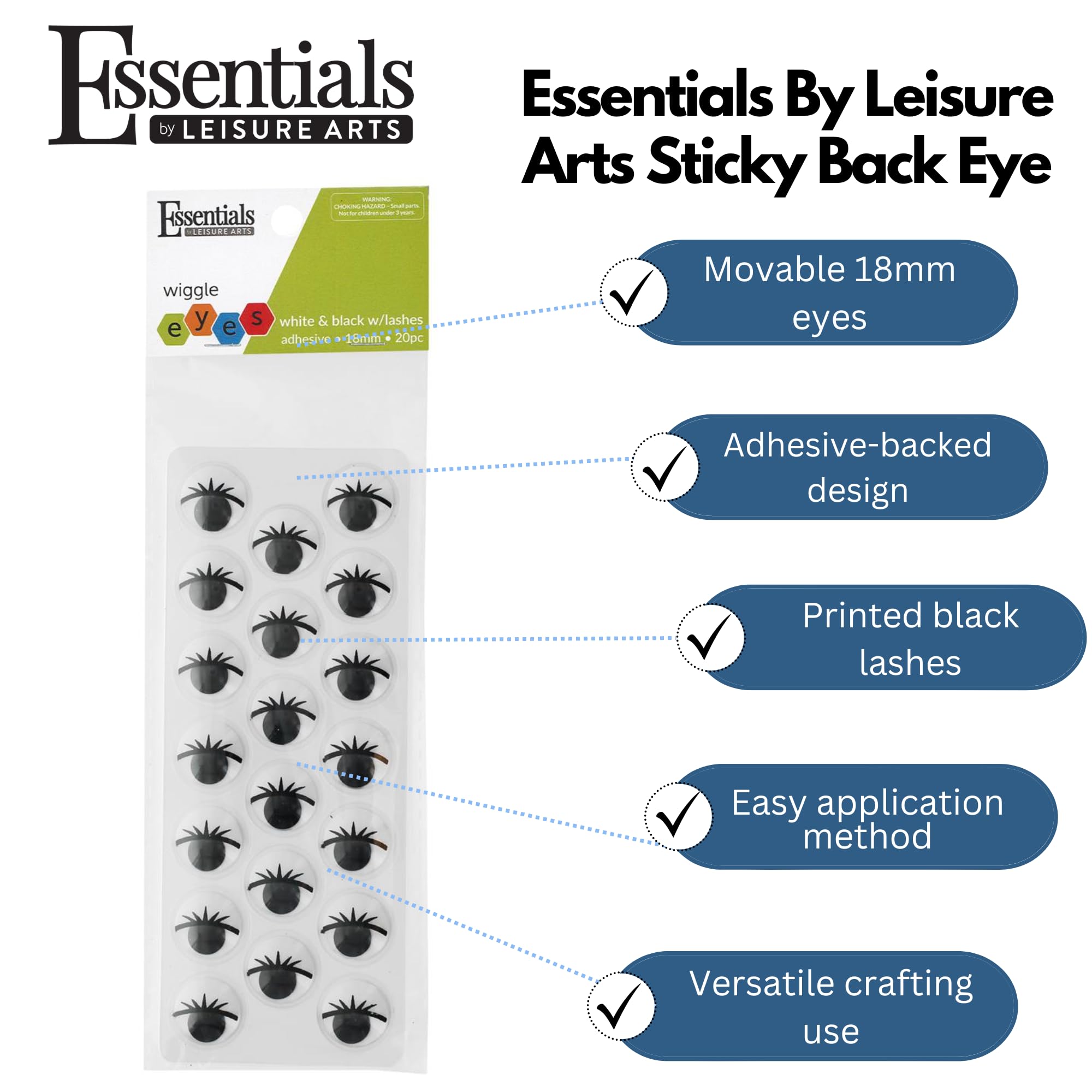 Essentials By Leisure Arts Eyes Sticky Back with Lashes 4