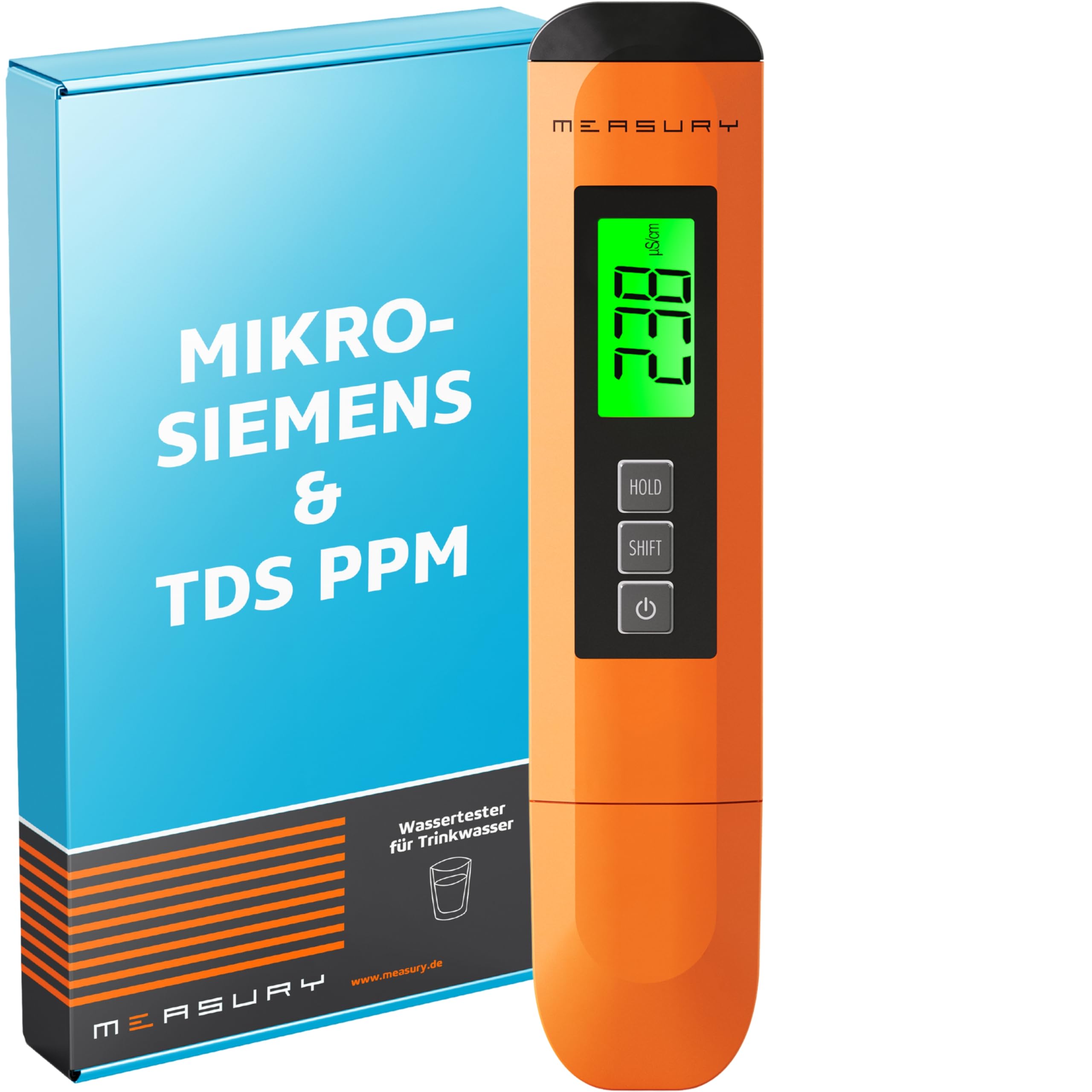 Measury Mikrosiemens Messgerät und PPM Messgerät Wasser, Wassertester Trinkwasser, TDS Messgerät für Trinkwasser, EC Messgerät, Leitwertmessgerät Aquarium - Leitfähigkeitsmessgerät Wasser Tester
