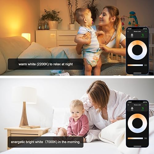 Miniatura 4 de VOCOlinc Paquete de 2 bombillas inteligentes L3, bombilla inteligente con control de voz, 1600 bombillas que cambian de colores E26 850LM 60W