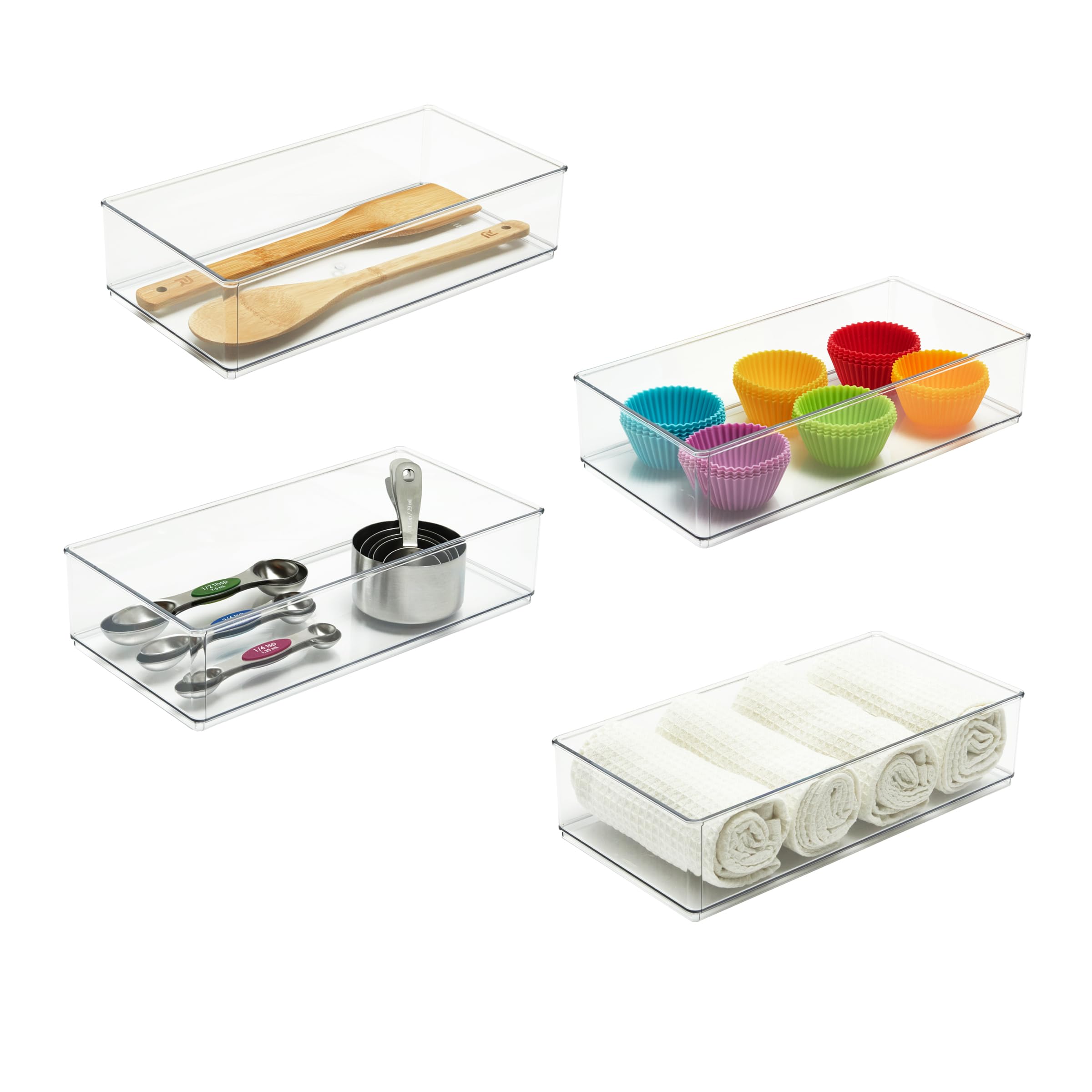 Lot de 4 grands organiseurs de tiroir 30,5 x 15,2 x 7,6 cm