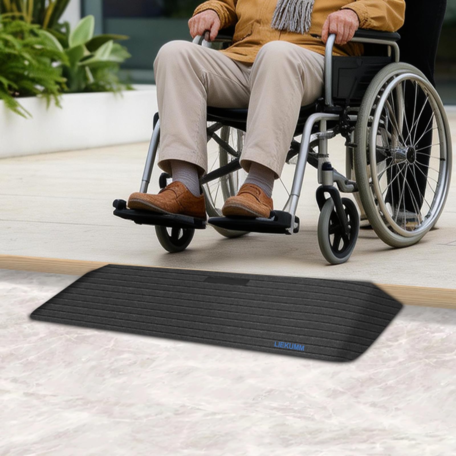 Liekumm 110.5 Cm Width Rubber Threshold Ramp, 3.8 Cm Height, Non-Slip Wheelchair Ramp, 1000 Kg Capacity Ramps For Doorways, Threshold Ramps For Wheelchairs, Steps, Kerbs, Mobility Scooters, Trailers, Golf Carts