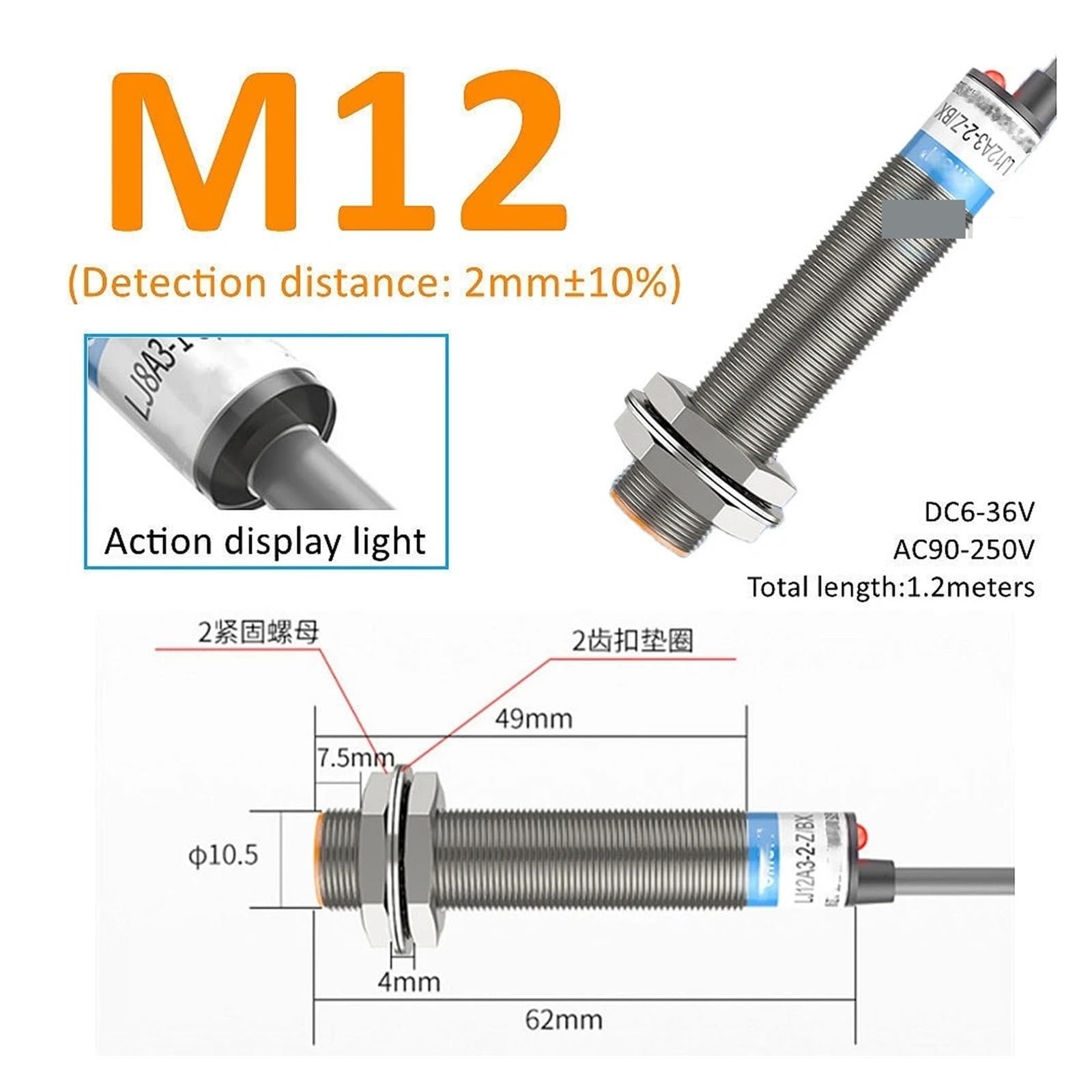 Czujnik zbliżeniowy przełącznik indukcyjny M8 M12 M18 30 4 mm DC 12 V AC 110 V NO NC NPN PNP NO i (M12 (ekranowany), DC PNP NO i NC)