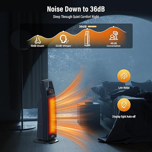 Miniatura 6 de Calentador de espacio para uso en interiores, calentador eléctrico rápido de 24 pulgadas con control remoto, termostato, oscilación de 75,
