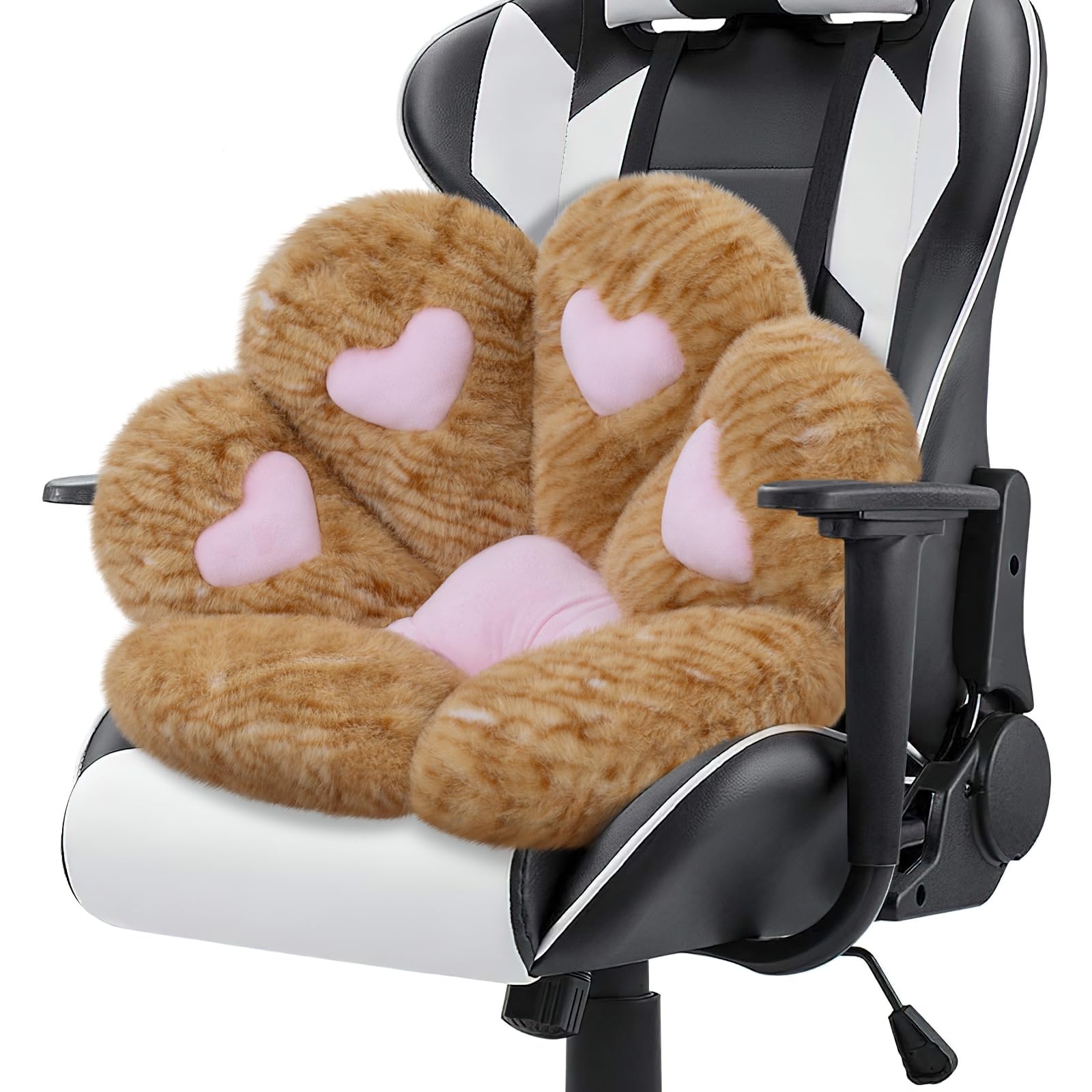 MOONBEEKI Cat Paw Cushion Chair Comfy Kawaii Plush Seat Cushions Shape Lazy Pillow for Gamer Chair 28"x 24" Cozy Floor Cute Seat Kawaii for Girl Worker Gift, Dining Room Bedroom Decorate Black: Creamy Yellow 28 inch