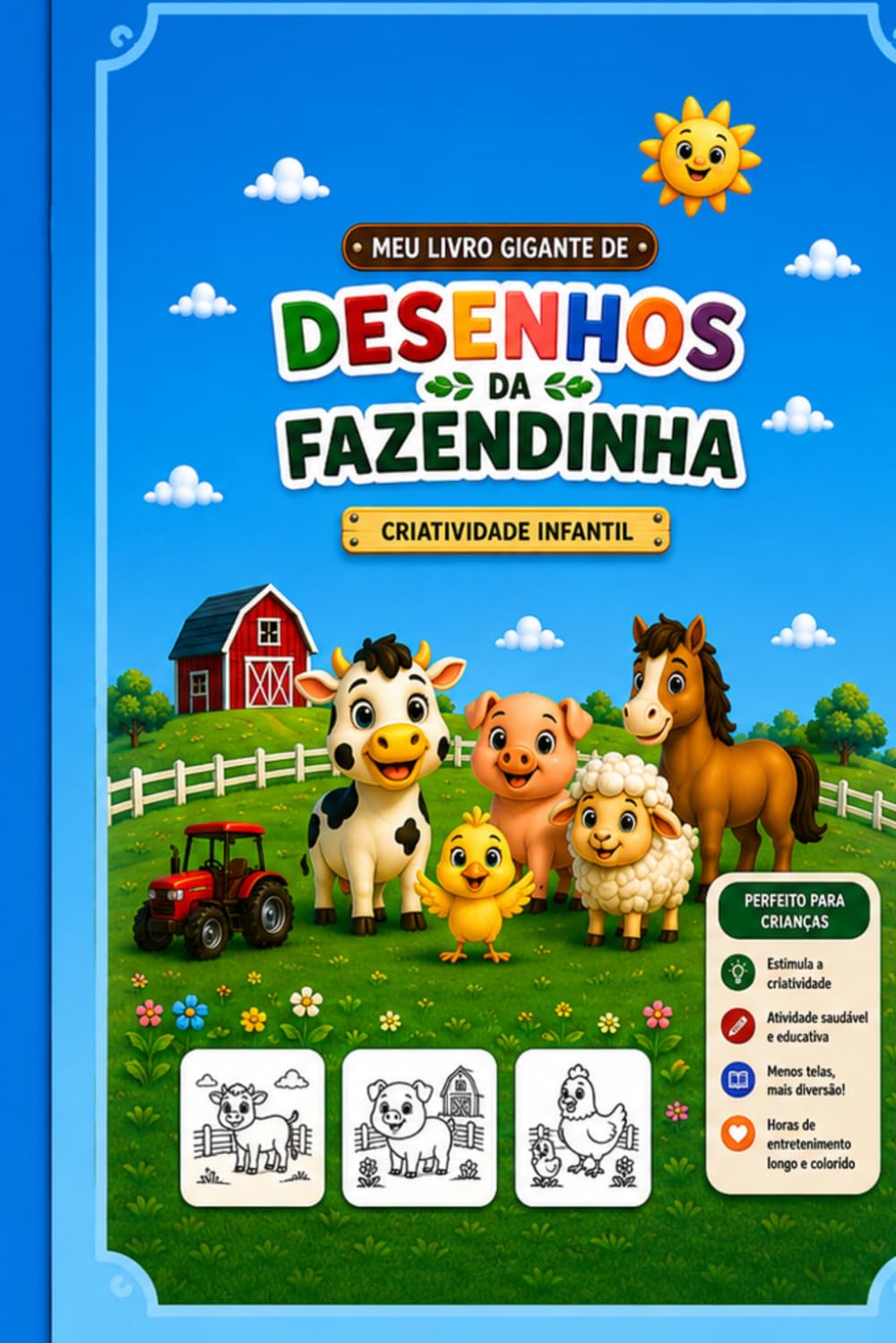 Meu Livro Gigante de Desenhos da Fazendinha: 30 páginas para criatividade infantil