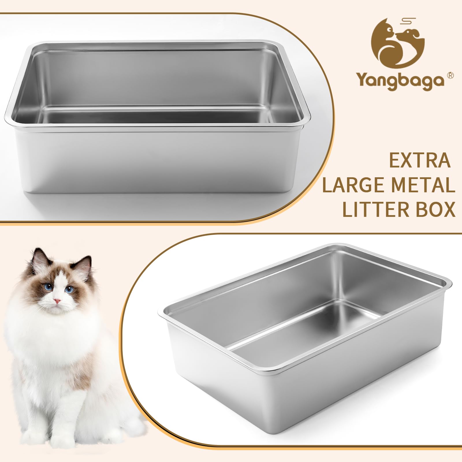 Kattenbak - Edelstahl-Katzentoilette für Katze und Kaninchen - Nimmt