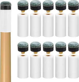 Billiard Cues Tips Replacement with White Pool Cue Stick, 10pcs Screw On Pool Cue Tip, Billiard Pools Stick Tips Replacement Kit, Pools Sticks Tip (Green)