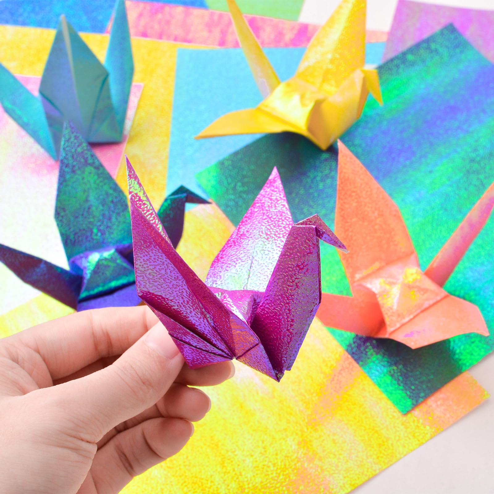QUARKZMAN 50 Sheets Glitter Origami Paper 20x20cm