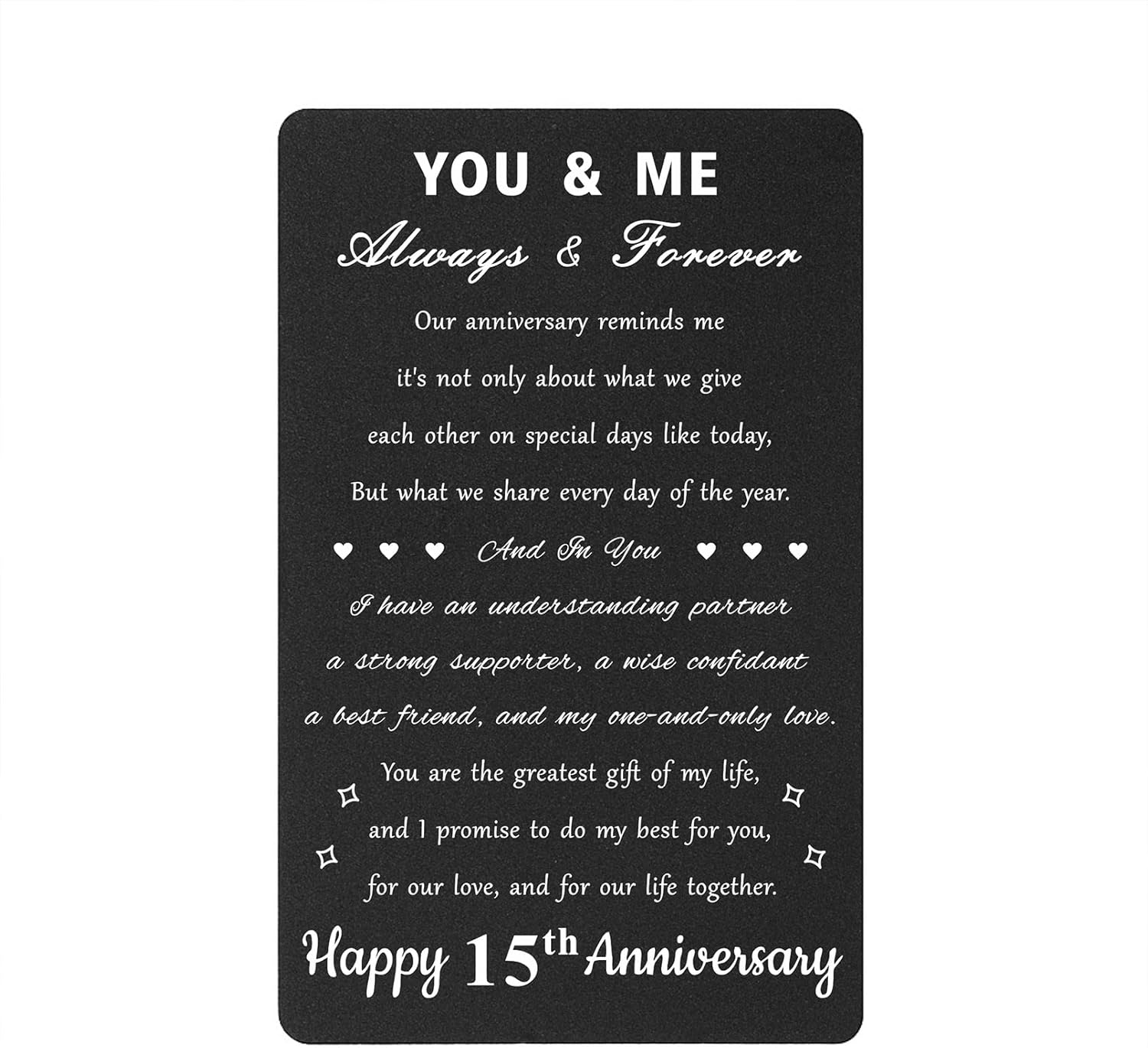 Tarjeta personalizada de aniversario de 15 años para hombres y esposas, tarjeta de 15 aniversario, tarjeta de 15 aniversario de boda grabada