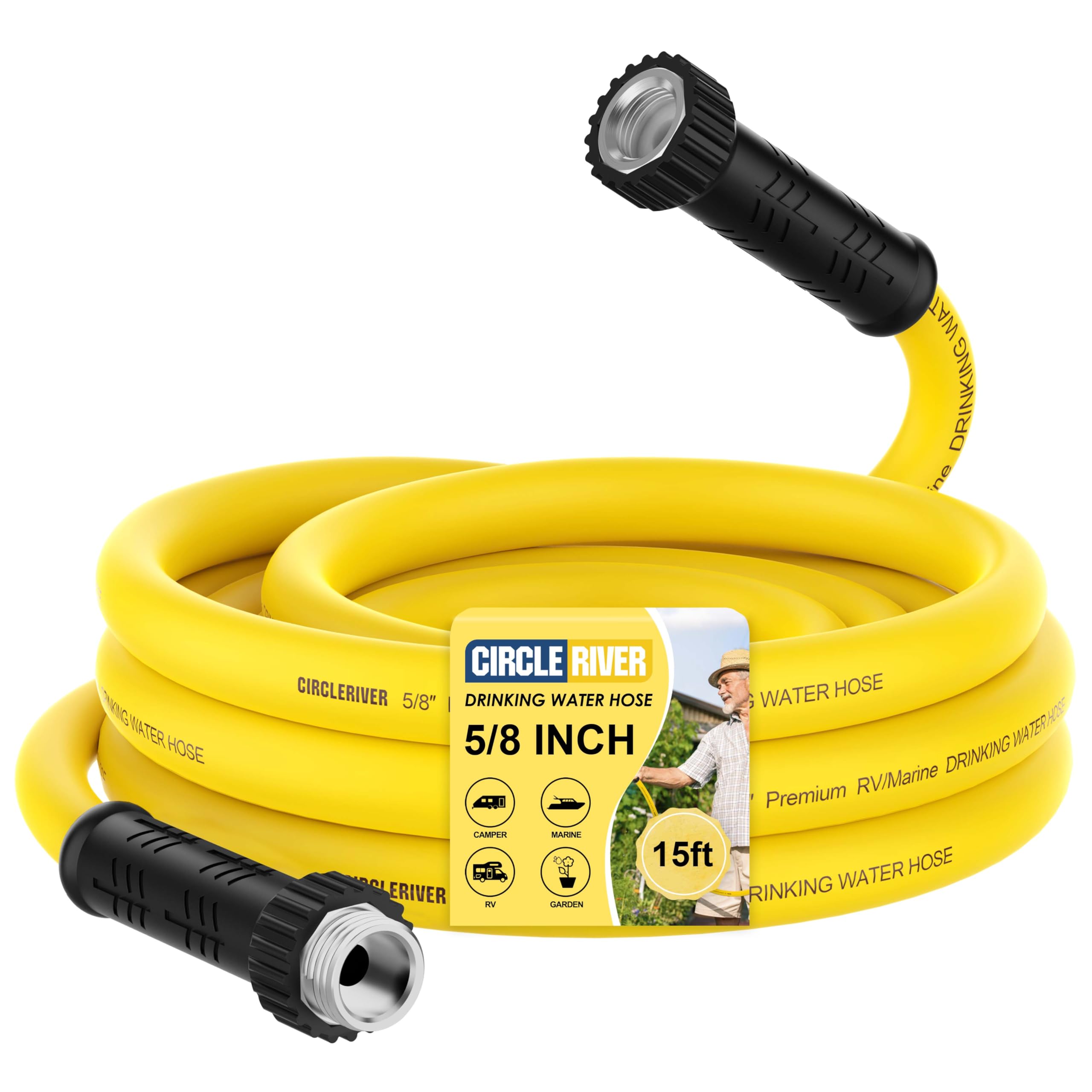 Tubo per acqua per camper da 15 m, 1,5 cm, per camper, campeggio, marine, rimorchi e camion, senza BPA, anti-piega e senza perdite