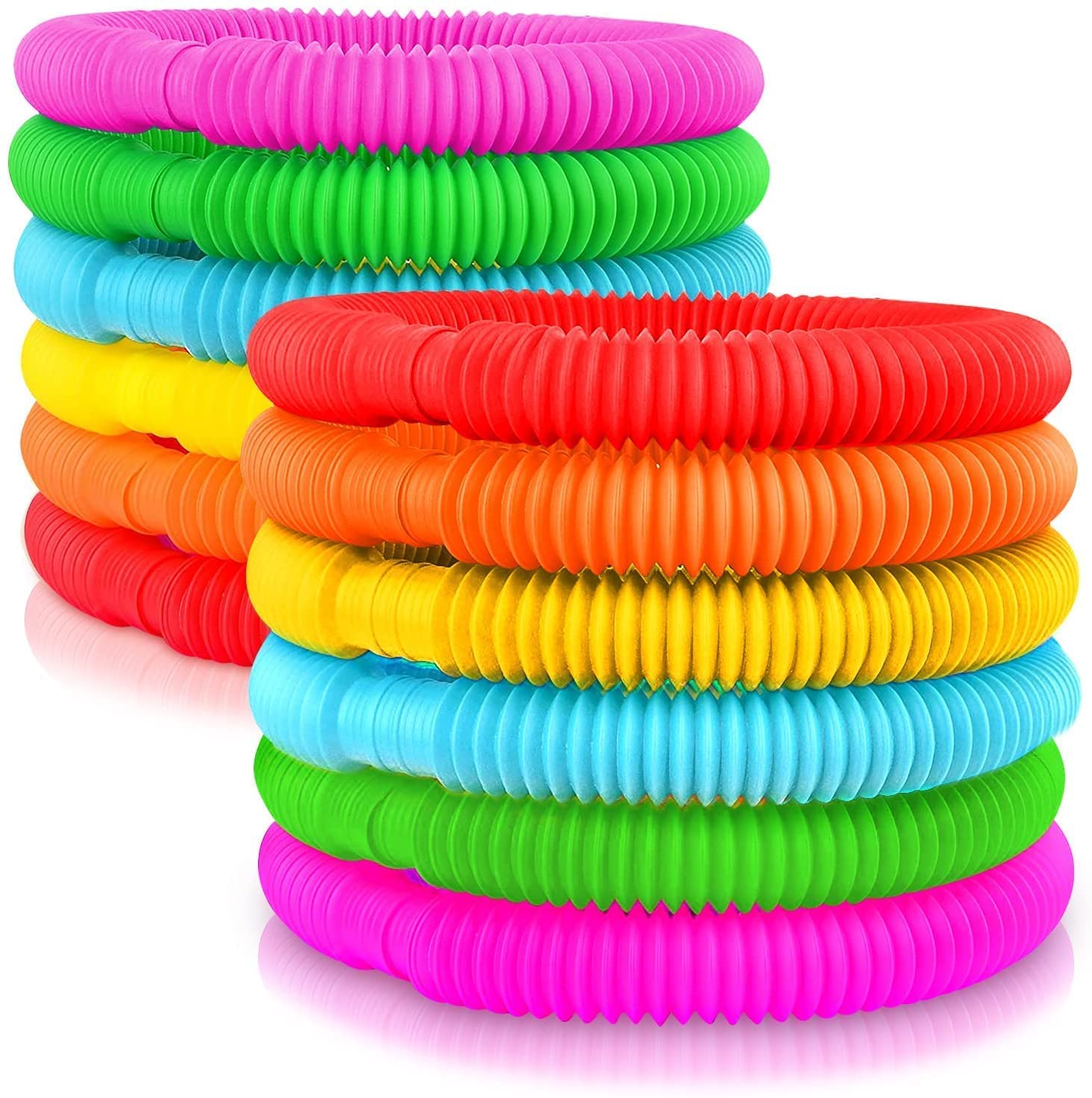 pop Tube 12 Pieces , Fidget it Tube, Ring, Pipe, Multicolor