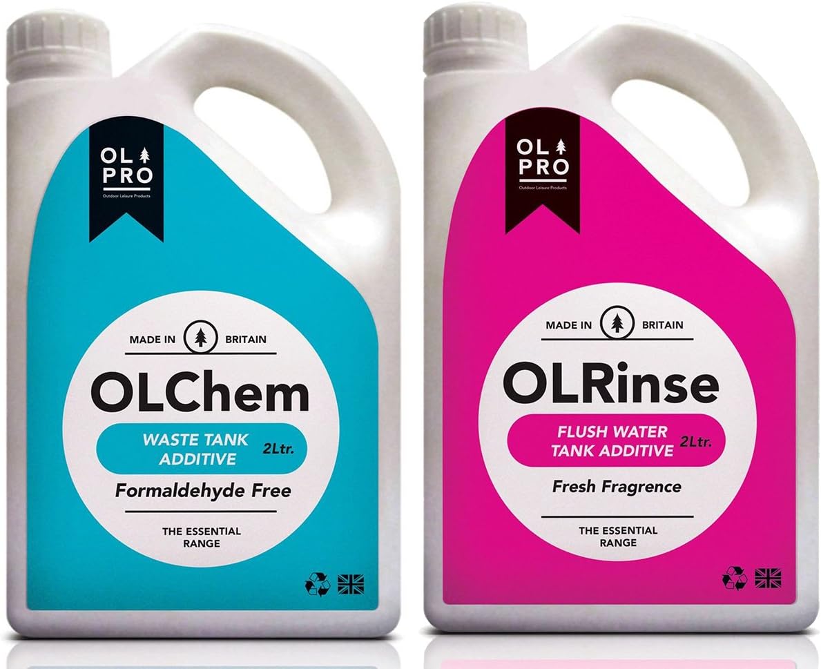OLPRO Outdoor Leisure Products Toilet Chemical Camping Porta Potti Fluid OLChem & OLRinse 2 Litre Formaldehyde Free Twin Pack…
