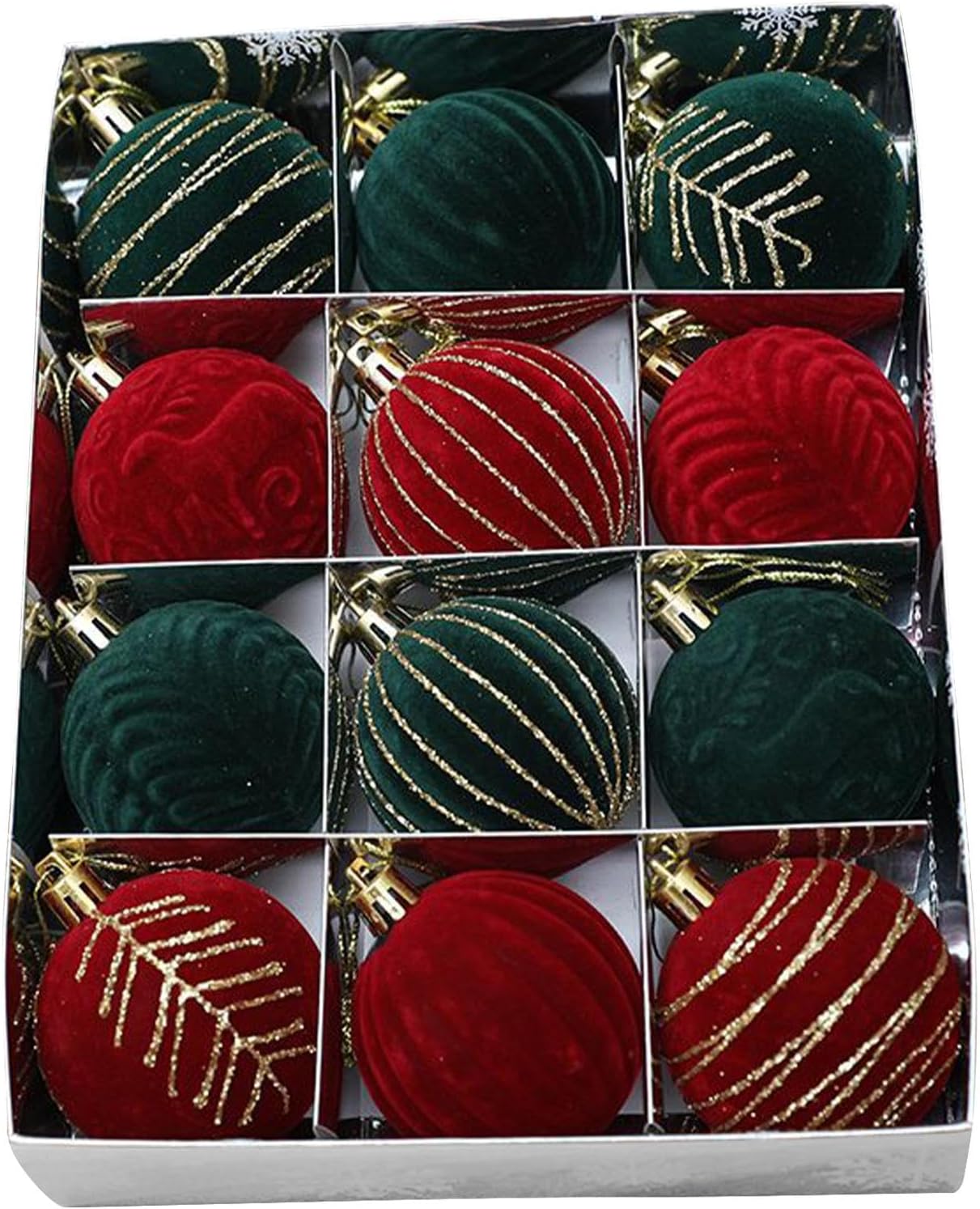 Christmas Bubbles Balls - Velvet Christmas Bubbles Ball | 12X Shatterproof Christmas Tree Ornaments Balls | Velvet 2.36 Inches Christmas Ball | Ornaments Red Green For Christmas Party Holiday