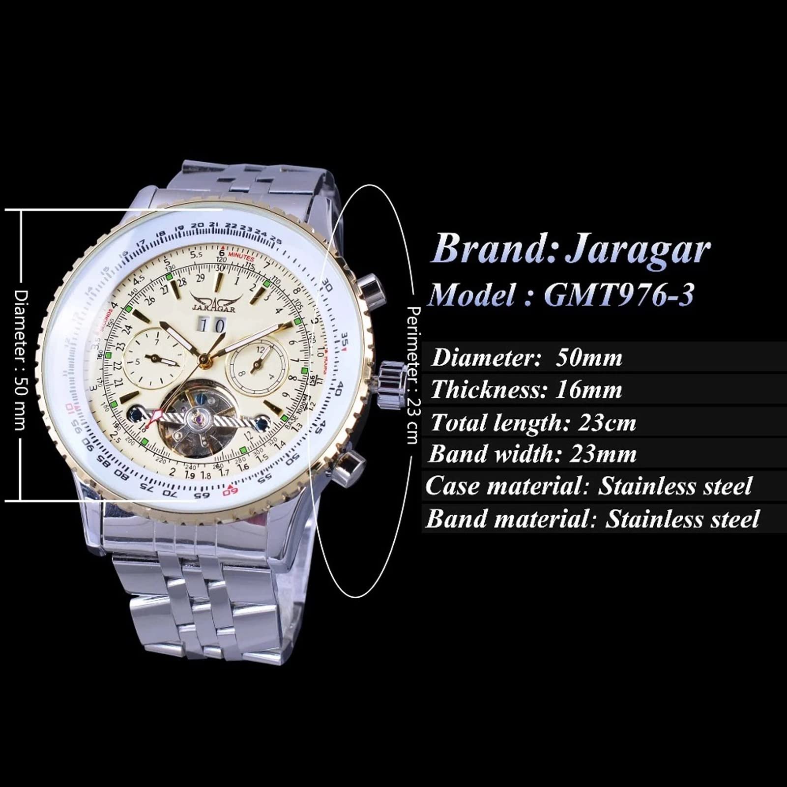 FORSINING Herren-Armbanduhr, selbstaufziehend, automatisch, wasserdicht, Edelstahl, mechanische Armbanduhr, Skelett, Tourbillon, Kalender, Datum