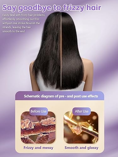 Miniatura 6 de Cepillo alisador de pelo para mujer  Cepillo alisador de cerámica de calentamiento rápido para todo tipo de cabello, diseño antiquemaduras, ideal