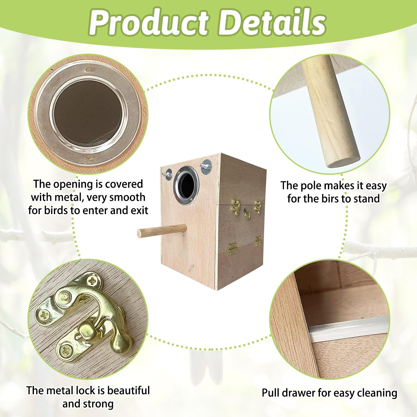 Amazon.com : Tfwadmx Bird Wood Breeding Box Lovebirds Nesting