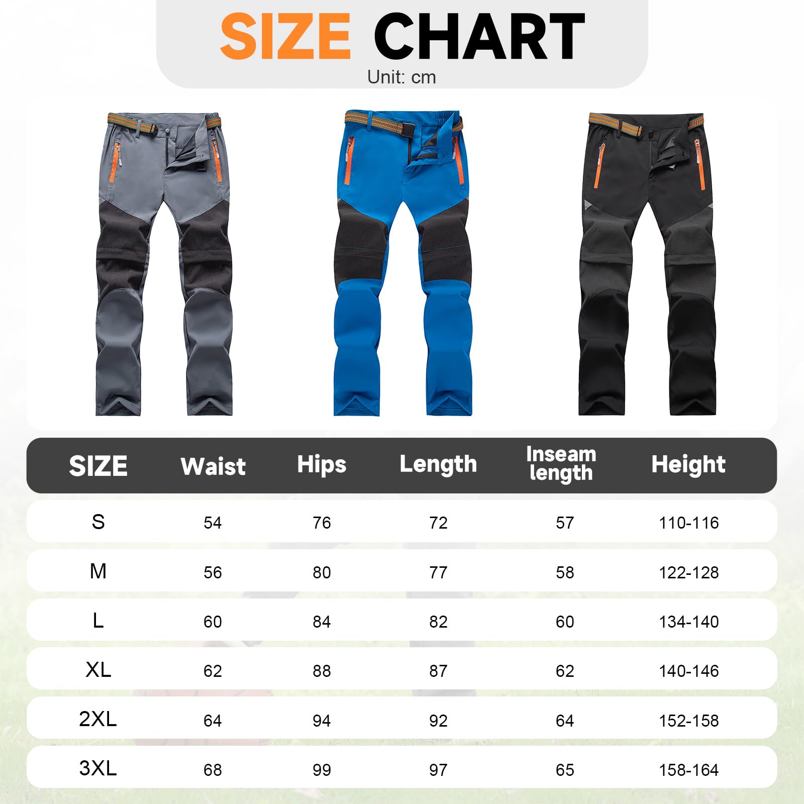 BWBIKE Pantalones de Senderismo 2 en 1 con Cremallera para Niños, Pantalones Ligeros de Secado Rápido para Exteriores, Convertibles en Shorts para Primavera, Verano y Otoño