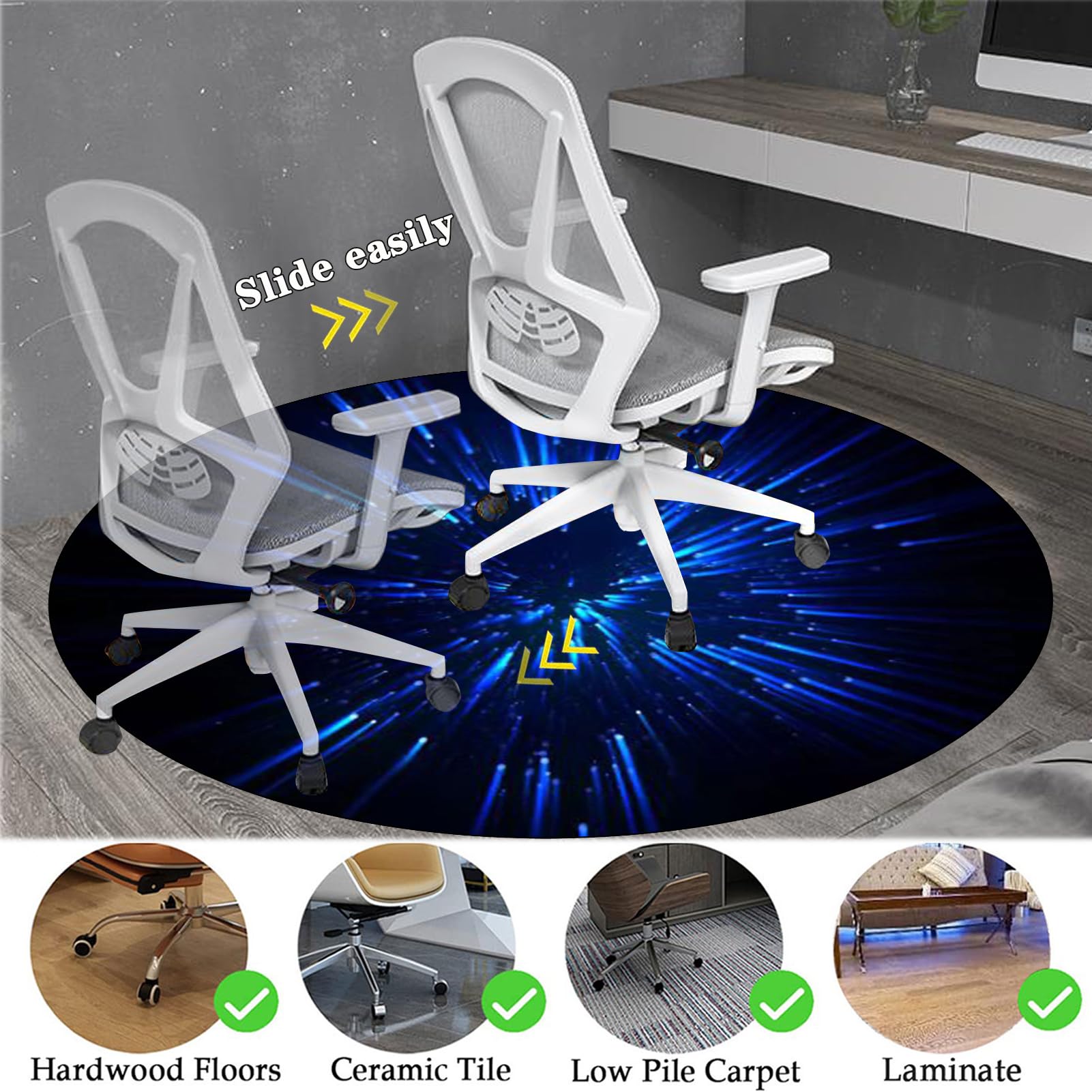 Tapete de escritorio para suelos de madera dura, tapete resistente para silla de oficina para suelos de pelo bajo, tapete grueso para silla de juegos, tapete protector de alfombra para parquet