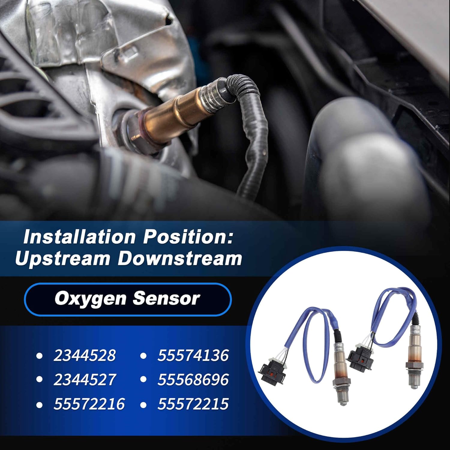 ACROPIX Upstream Downstream Oxygen Sensor for Chevrolet Cruze 2011-2015 for Chevrolet Sonic 1.8L 2012-2018 1.8L 2344528/2344527/55572216/55574136/55568696/55572215 2pcs