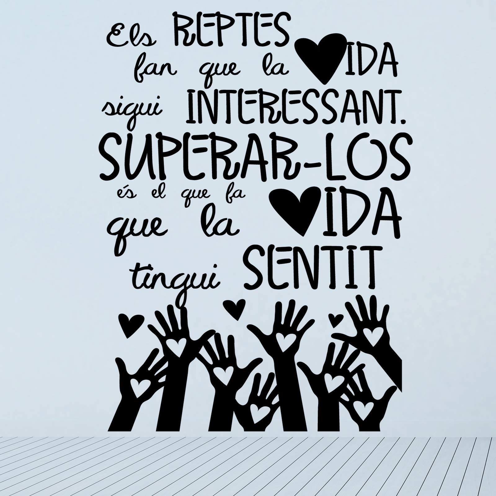Vinilo de pared decorativo en Catalán "ELS REPTES FAN QUE.." Pegatinas de pared decorativa de frases celebres.Vinilo decorativo decoración hogar Docliick DC-148-CAT