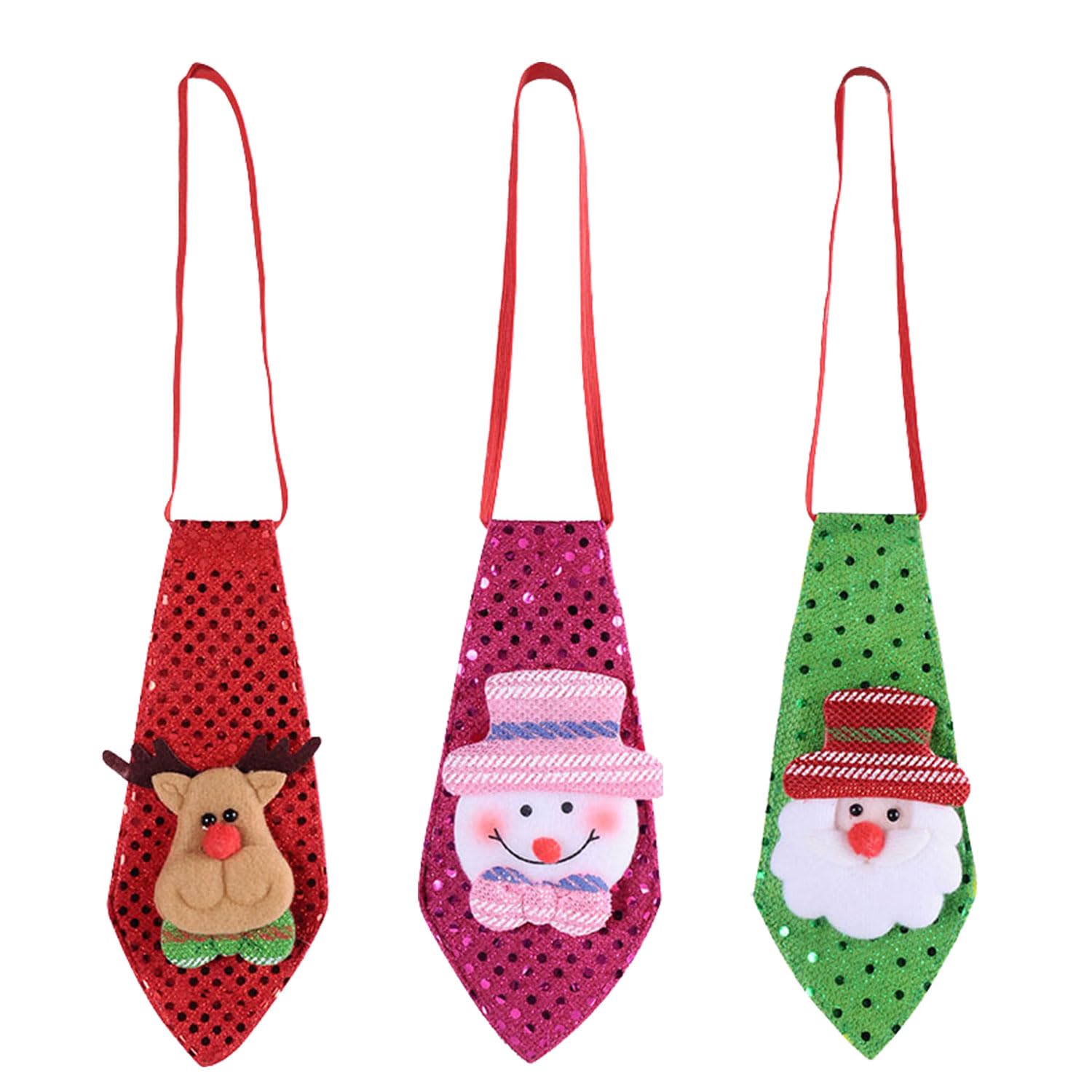 3 Piezas Corbatas De Moda Decoraciones Navideñas,Corbatas De Tela Para Fiestas Navideñas,Corbatas Para Niños Y Niñas Dibujos Animados,Corbata Infantil Navidad Santa,Para Escolar Uniforme Fiesta,Kiuiom