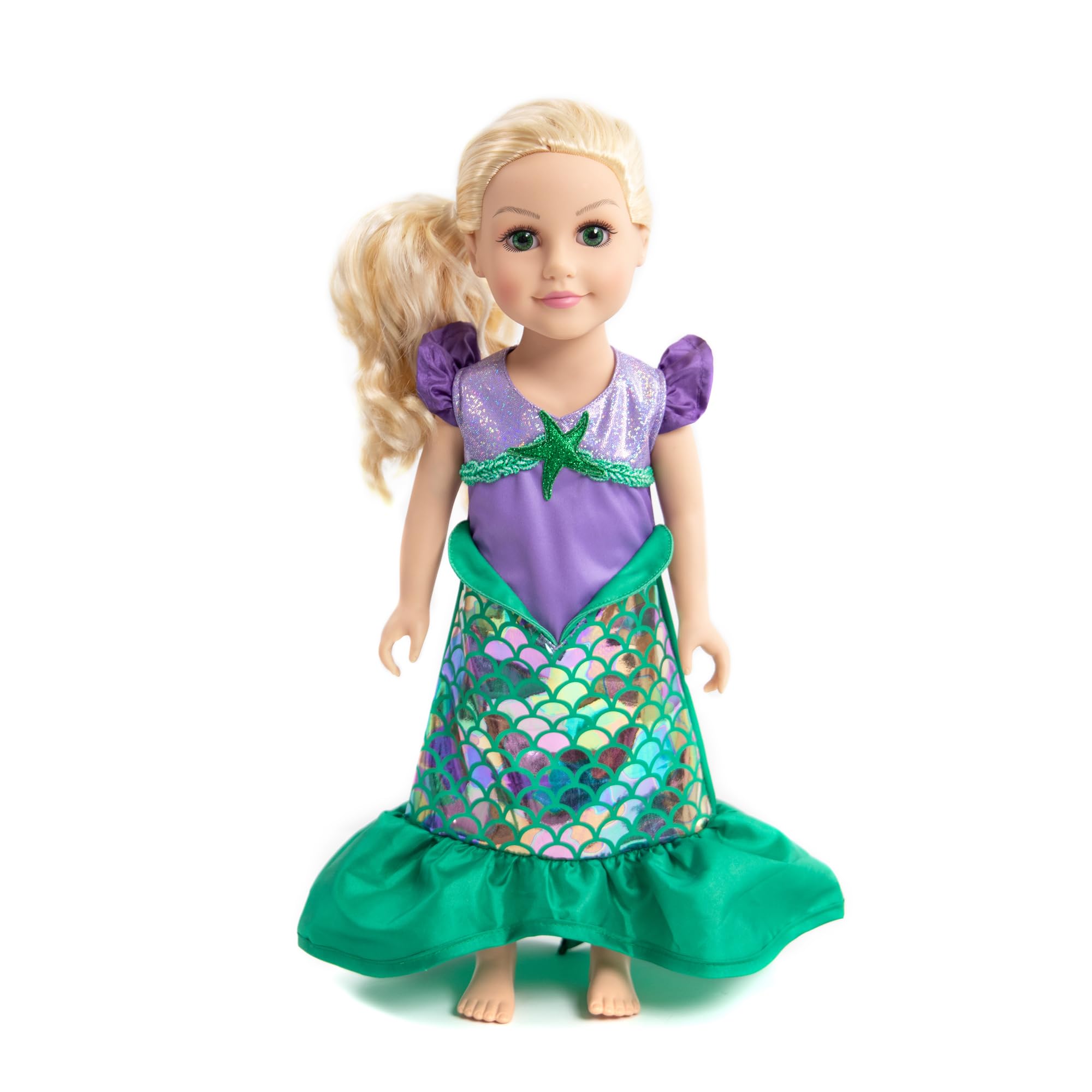 Little Adventures Classic Mermaid Princess Doll Dress - Doll Not Included - Machine Washable Child Pretend Play & Party Doll Clothes with No Glitter