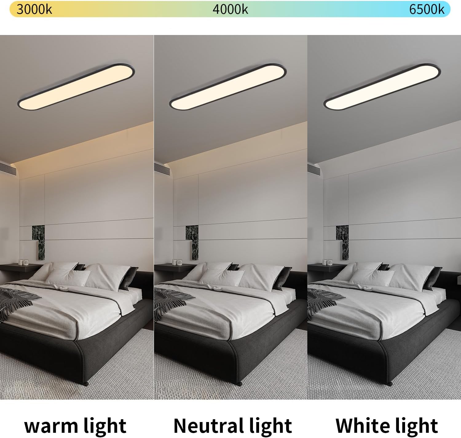 Modern Black Linear Ceiling Lights High Brightness Long Ceiling Light 35.4 Inch Ultra Thin Low Profile Light Fixture for Bedroom Kitchen Closet Hallway (Black, 90cm/35.4in)