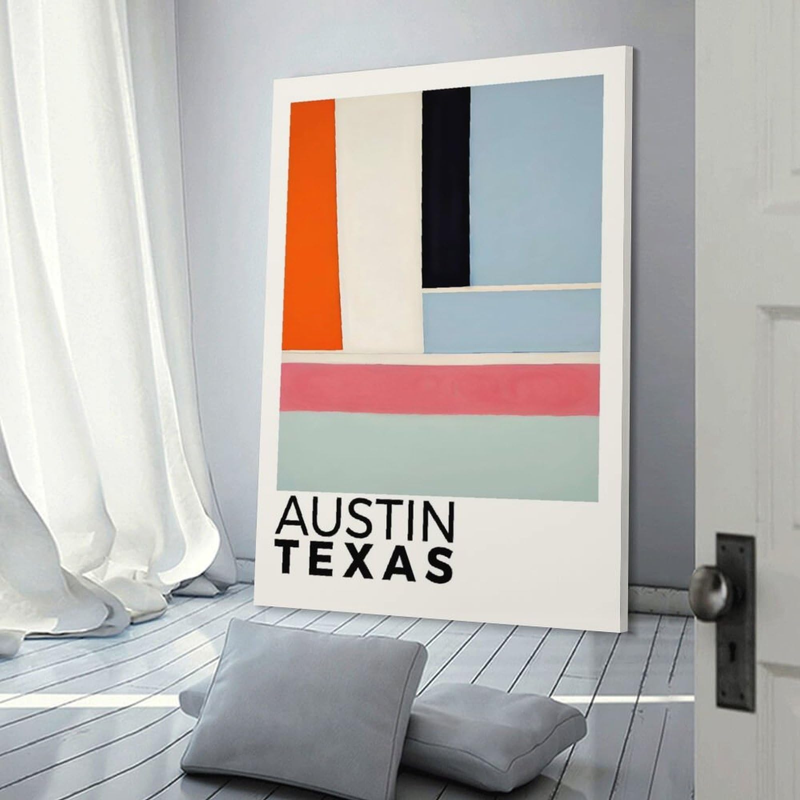 Junmoney Canvas Wall Picture Austin Texas, 20x30inch(50x75cm), for Front Hall, Corridor Or Welcome Spaces, Decorative Wall Art for Narrow Spaces