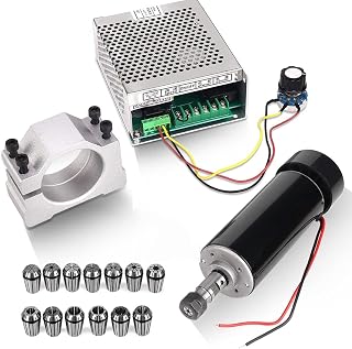 CNC Spindle, MYSWEETY 500W Air Cooled 0.5kw Milling Motor and Spindle Speed Power Converter and 52mm Clamp and 13pcs ER11 Collet for DIY Engraving