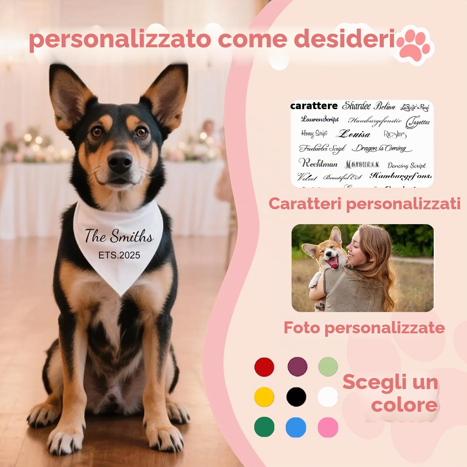 Personalizowane bandane dla psów z logo fotograficznym - trójkątna chusta dla dużych psów i kotów