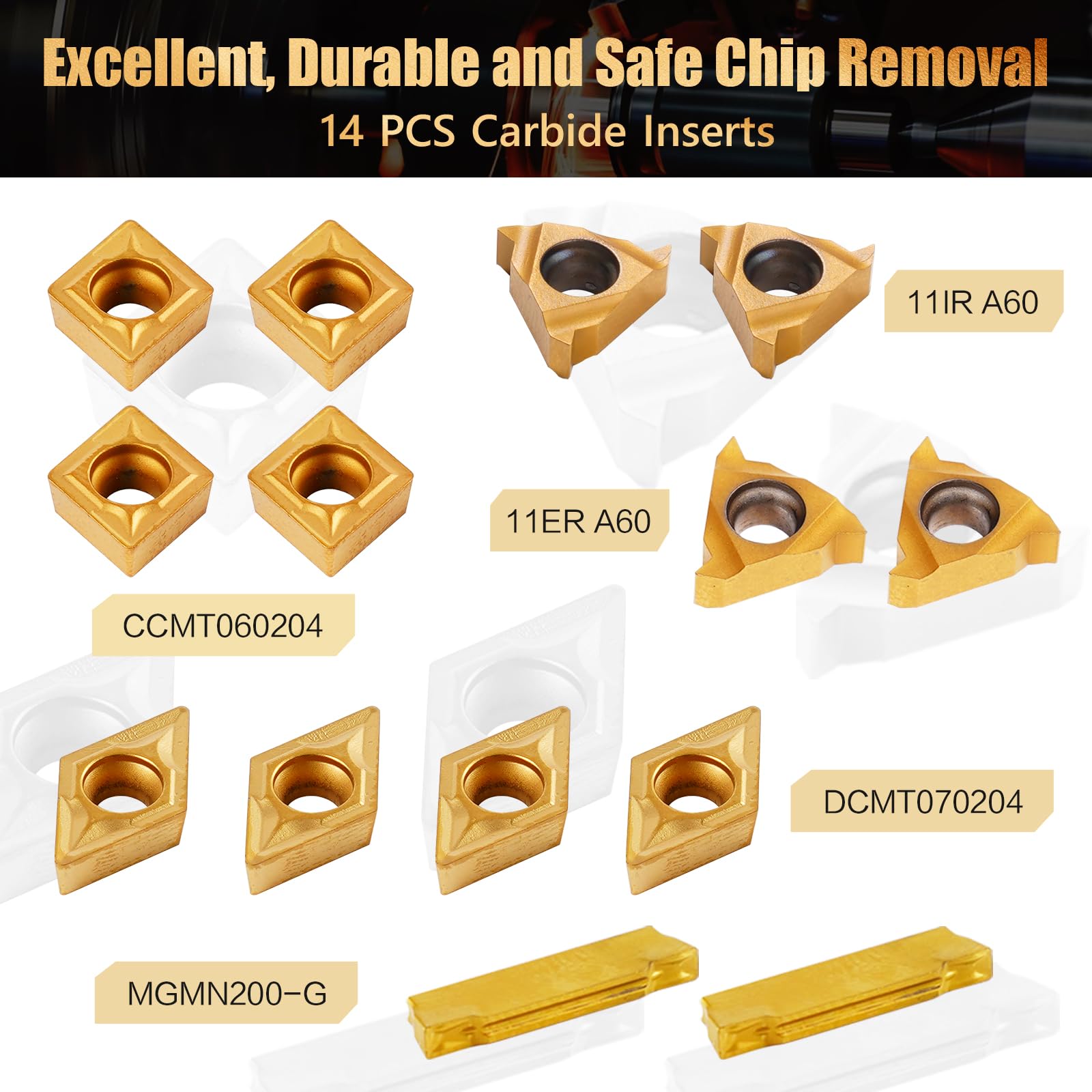 Indexable Lathe Turning Tool 21Pcs Kit 3/8" (10mm) Shank for Metal — Amazon image 3