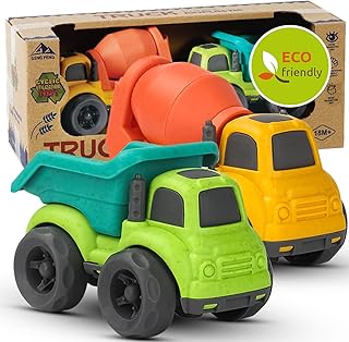 Cicili Truck Toy from 1 Year, Sustainable Organic Plastic Children's Set from 2 Years, Indoor Outdoor Sand Toy for Girls Boys, Bathtub Toy, Sandpit (Green)