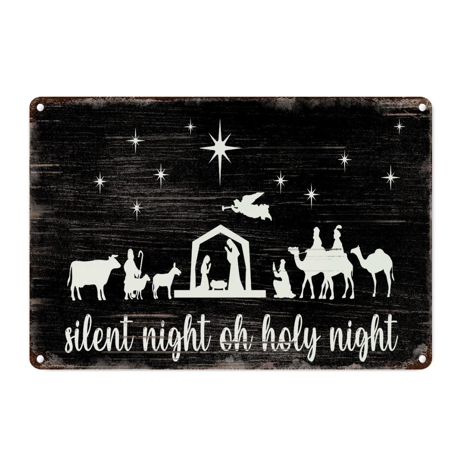 Plaque en métal Holiday Jesus Birth vintage 30x45 cm décoration de Noël
