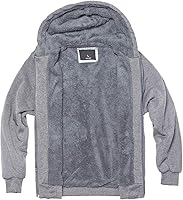 Vista 3 de Gary Com - Sudadera de sherpa pesada con capucha para hombre, forro de vellón grueso, con cremallera completa, cálida chaqueta de trabajo