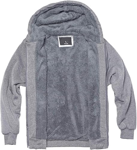 Miniatura 3 de Gary Com - Sudadera de sherpa pesada con capucha para hombre, forro de vellón grueso, con cremallera completa, cálida chaqueta de trabajo para el