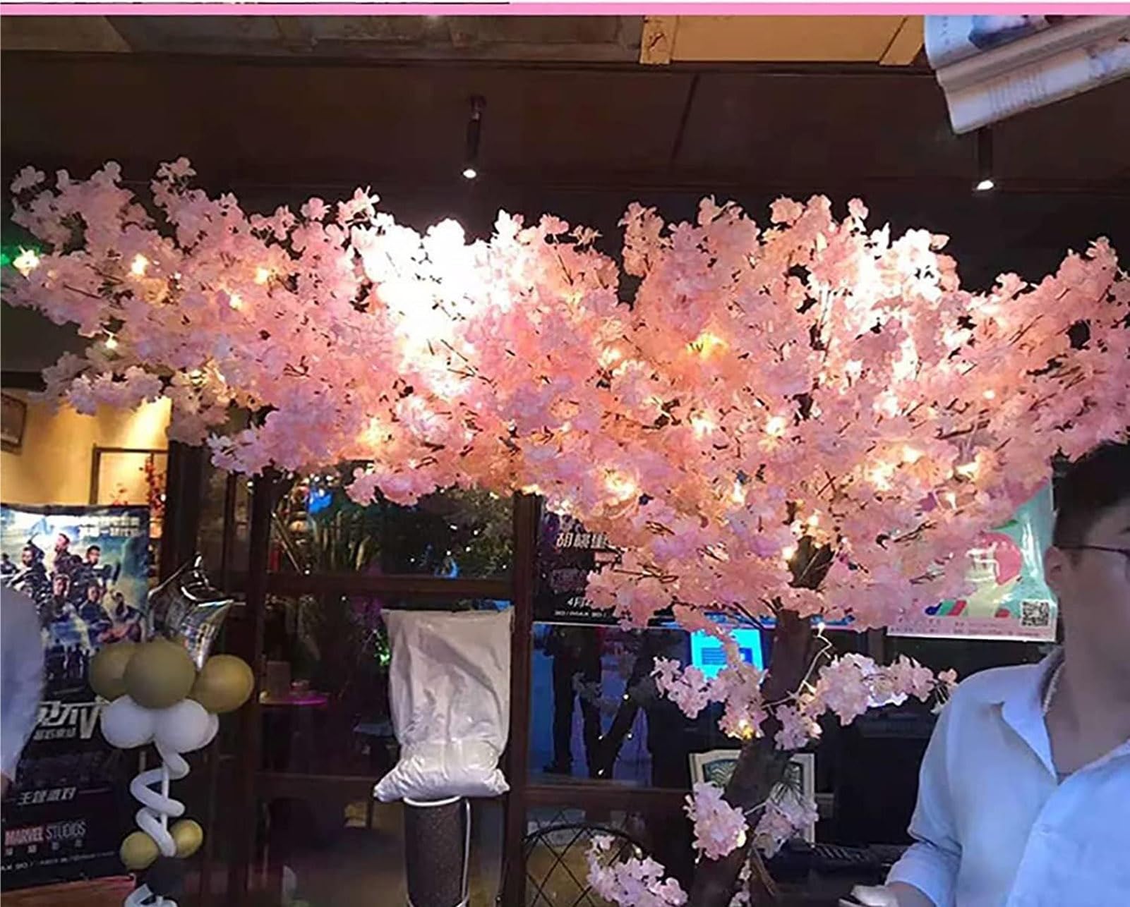Cerezos en flor artificiales Champagne Cerezo en flor Arco rosa falsa flor de Sakura Indoor Fiesta de oficina en casa al aire libre,2X2M