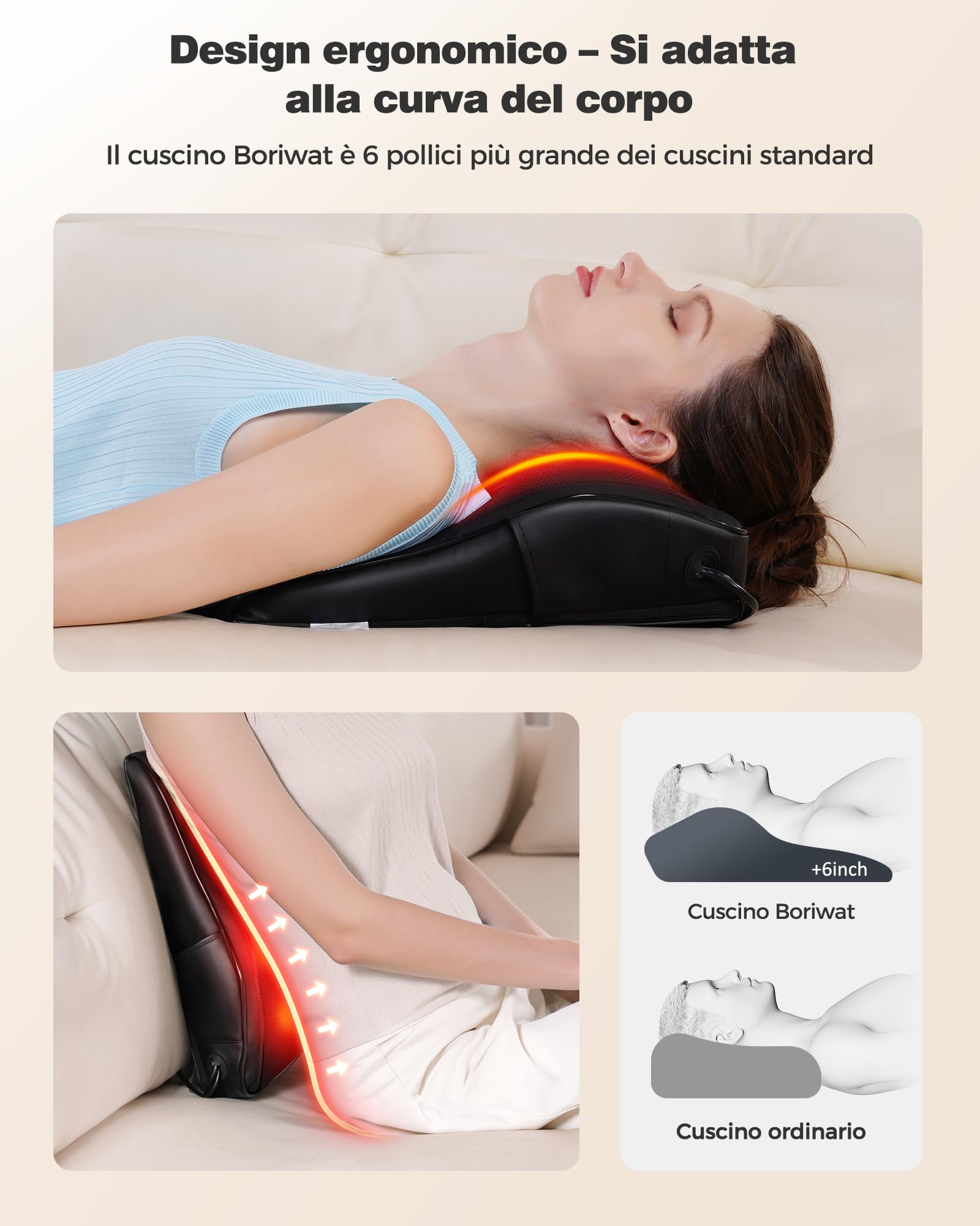 Boriwat collo massaggiatore con calore, Shiatsu massaggiatore 3D ginocchio schiena massaggiante, cuscino massaggio per collo, dolore alla schiena della spalla, regali per le donne uomini Papa Mama