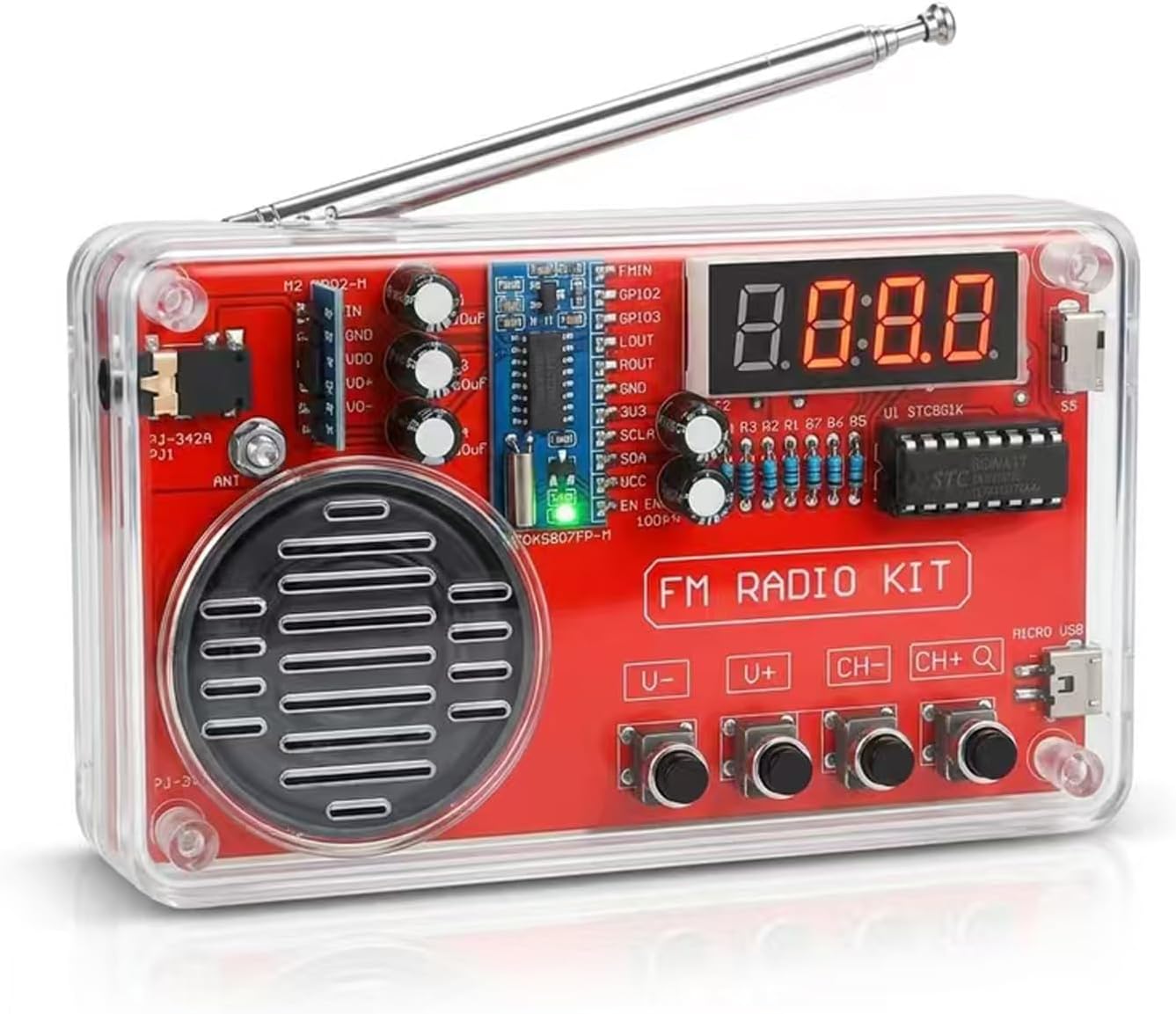 Gikfun Portable FM Radio DIY Kit, Soldering Practice Projects FM 87-108MHz with LED Display Headphone Jack Automatic Station Search Suitable for School Hobby Group Education Creative EK1998