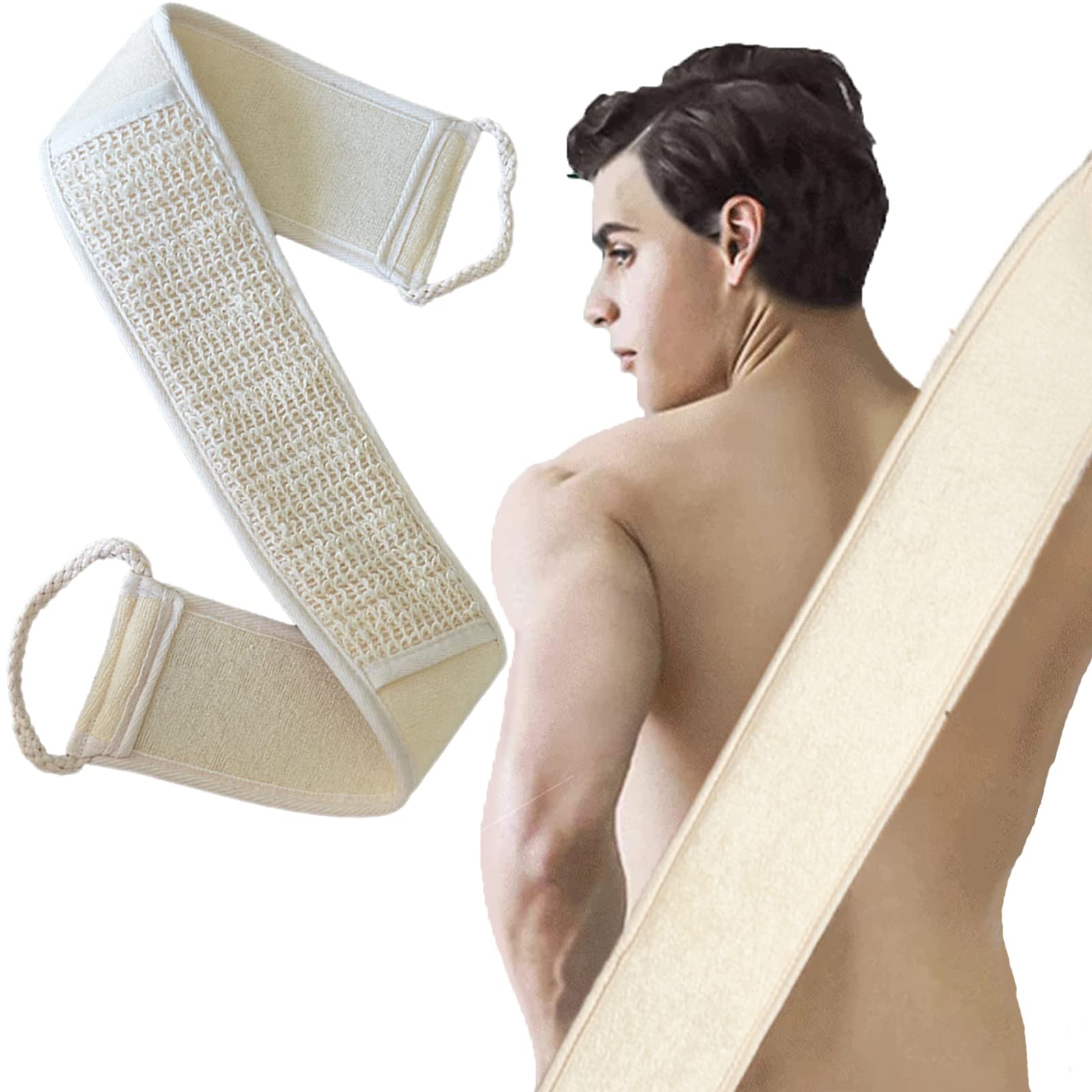 Correa de lavado de esponja vegetal para baño y ducha, almohadilla corporal de esponja vegetal con correa, esponja de esponja vegetal 100% natural, exfoliante corporal